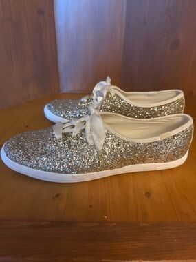 Keds x Kate Spade New York Champion  platinum gold finish Glitter Sneakers 7.5